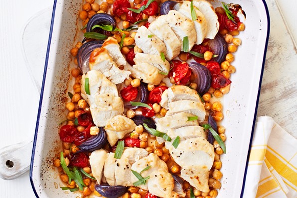 Roast Chicken Tomatoes Recipe with Chickpeas