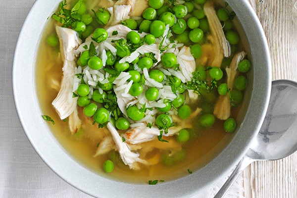 Chicken Broth Recipe with Peas