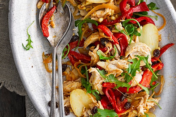 Catalan Chicken Recipe With Potato and Pepper Salad