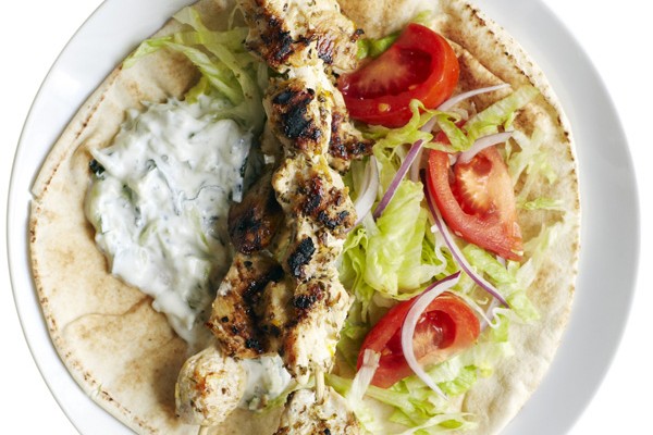Greek Chicken Flatbreads with Tzatziki Recipe