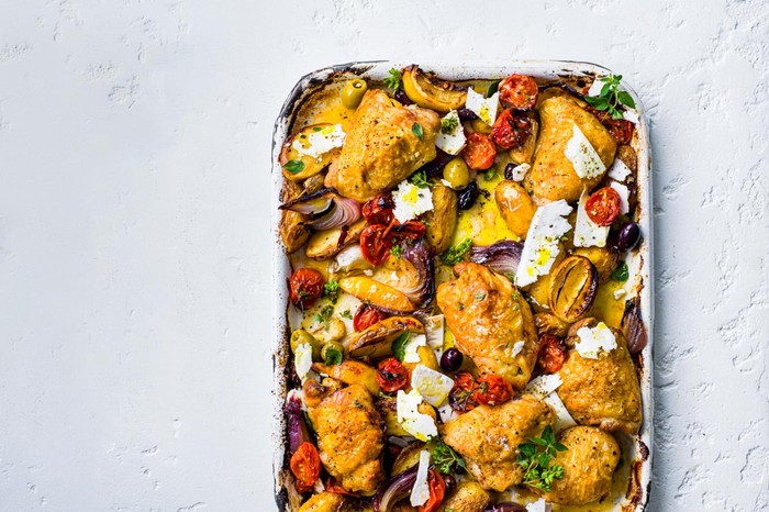 Mediterranean Chicken and Vegetables in a Roasting Tin