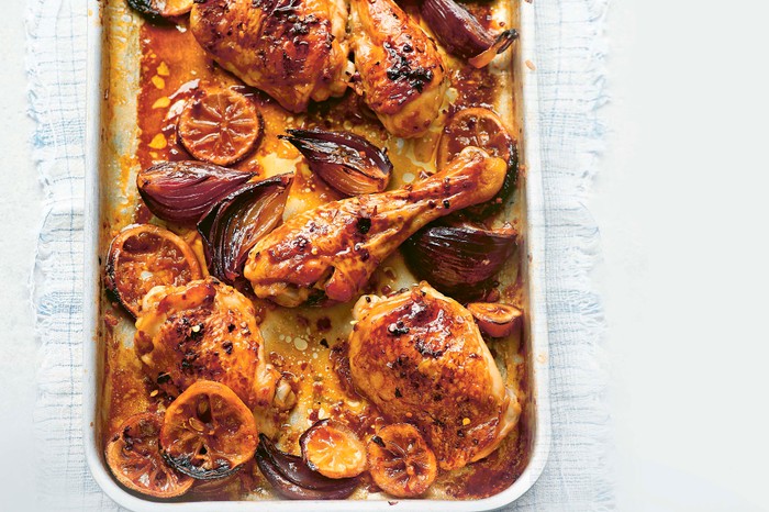 A one-pan chicken dish with lemon