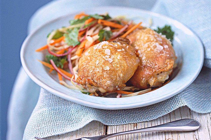 Salt Roasted Chicken with Spiced Carrot Coleslaw