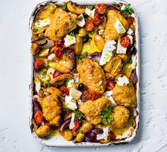 Mediterranean Chicken and Vegetables in a Roasting Tin