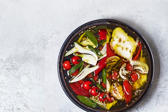 Confit Hake Recipe with Cherry Tomatoes and Garlic
