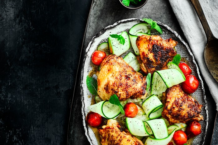 Paprika Chicken Thighs with Courgette Ribbons
