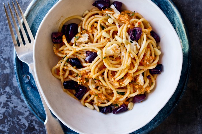 Vegetarian Spaghetti Recipe with Ajvar Sauce